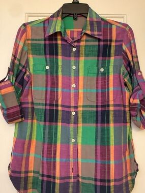 Ralph Lauren Multicolor Plaid Button-Up Top